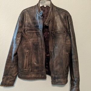 Men's Vintage Leather Jacket - Brown